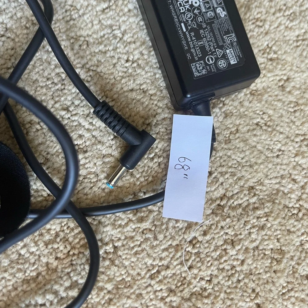 New HP 45W Power Adapter with Black Cable